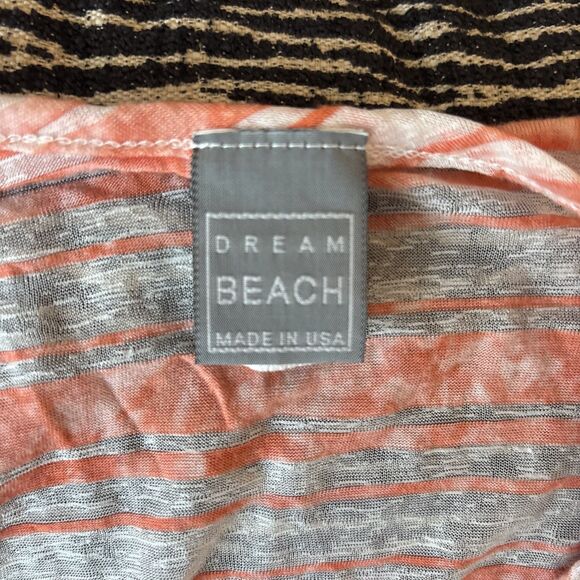 Women’s M Beach Cover-Up Maxi Dress Red Striped V-Neck Swim Resort - Picture 4 of 7